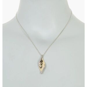 New box John Hardy 18K Gold & Sterling Silver Hammered Twisted Pendant Necklace
